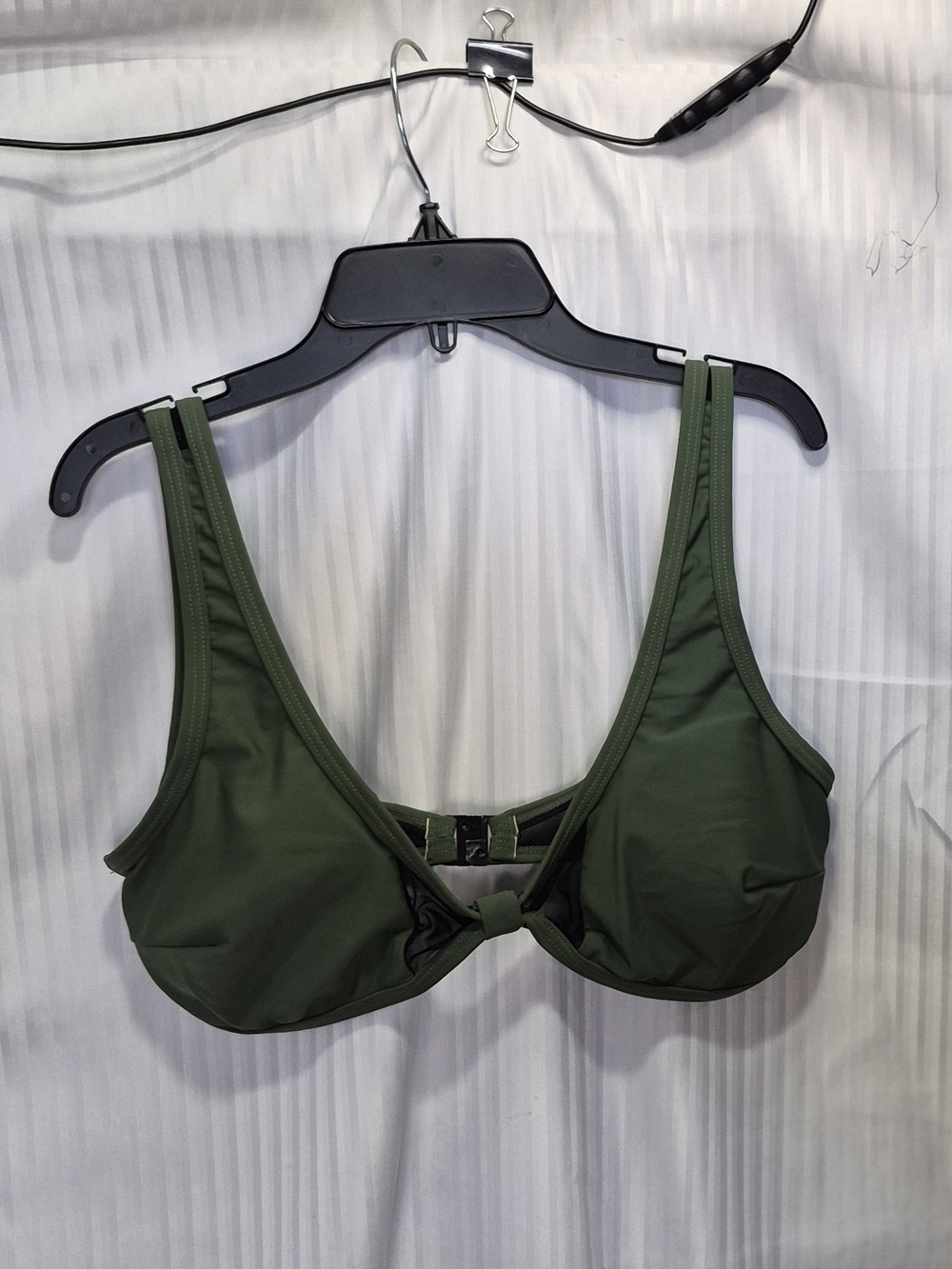 XL Olive Green & Black Padded Bikini Top - Unbranded
